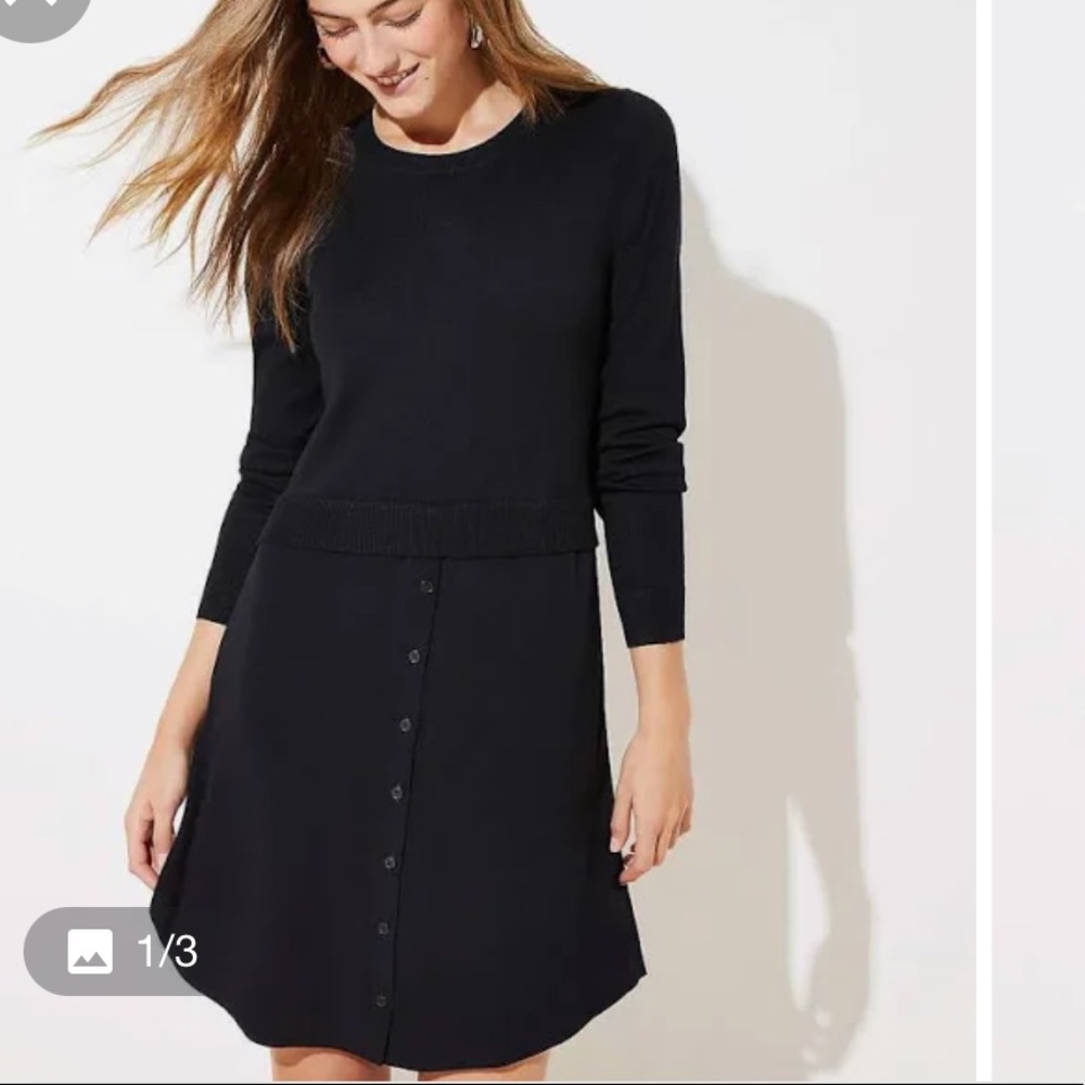 Mixed media sweater shirt dress